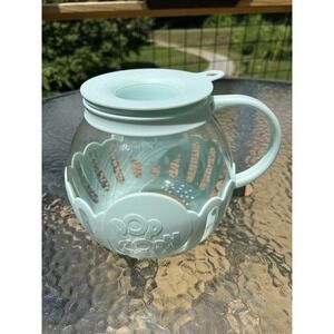Ecolution Micro-Pop Microwave Glass Popcorn Popper Mint Green Lid Bowl